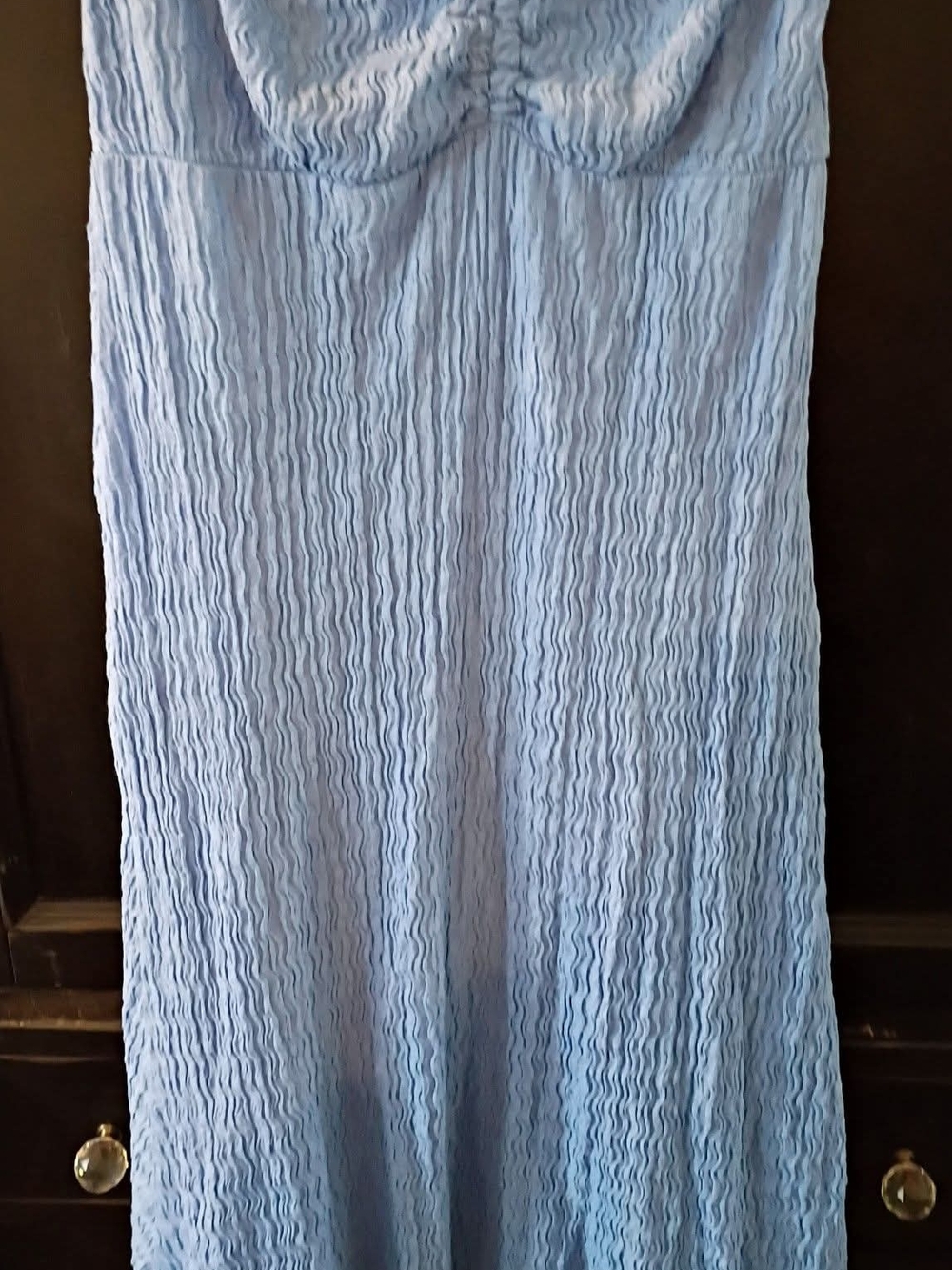 Free People Pale Blue Strapless Crinkle Maxi Dress
